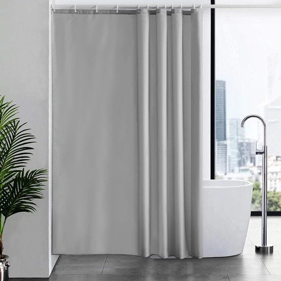 Gordiglio Antischiuma Tessuto in Poliestere Impermeabile per Docce o Vasca da Bagno 12 Hacchette per Docce Grigio Extra Lungo 180x210cm.