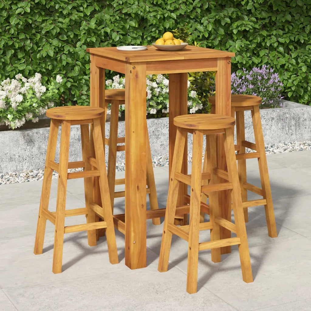 Set da Bar da Giardino 5 pz | Set Salotto da Giardino in Legno Massello di Acacia