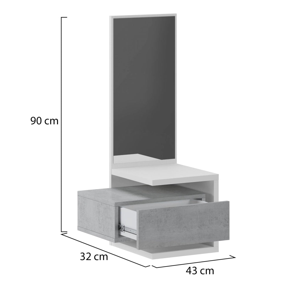 Tesero, Mobile da Ingresso Specchio Incluso, 43x32x90h cm Bianco