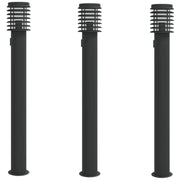 Lampade Terra per Esterni con Presa 3 pz Nere 110cm Acciaio Inox CFW9726082