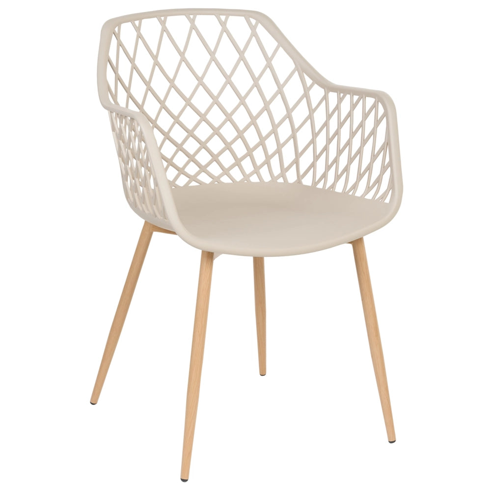 Set di 2 sedie da pranzo beige materiale sintetico aperto stile moderno soggiorno stile scandinavo