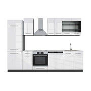 Cucina componibile Fame-Line Bianco lucido/Antracite 300 cm, PL Marmo Vicco