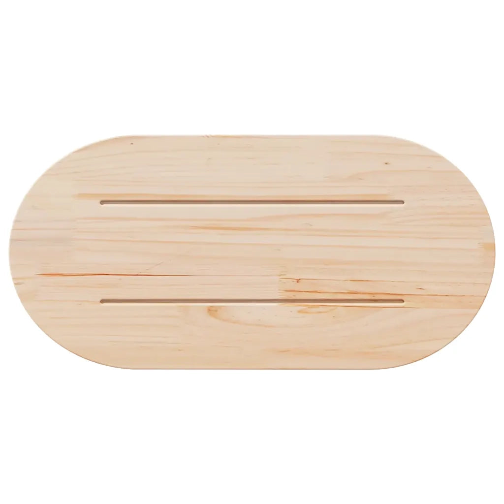 Piano Tavolo Bianco 60x30x2,5cm in Legno Massello di Pino Ovale 824341