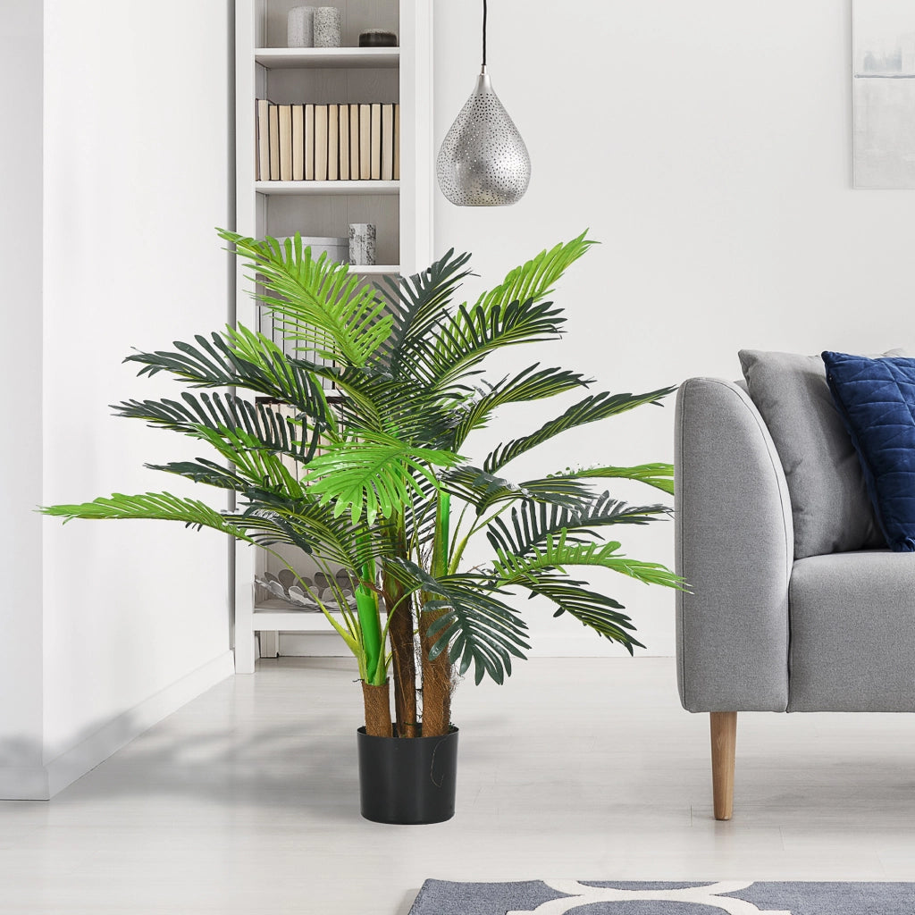 Pianta artificiale palma verde 100 cm con vaso zavorrato, per interni ed esterni