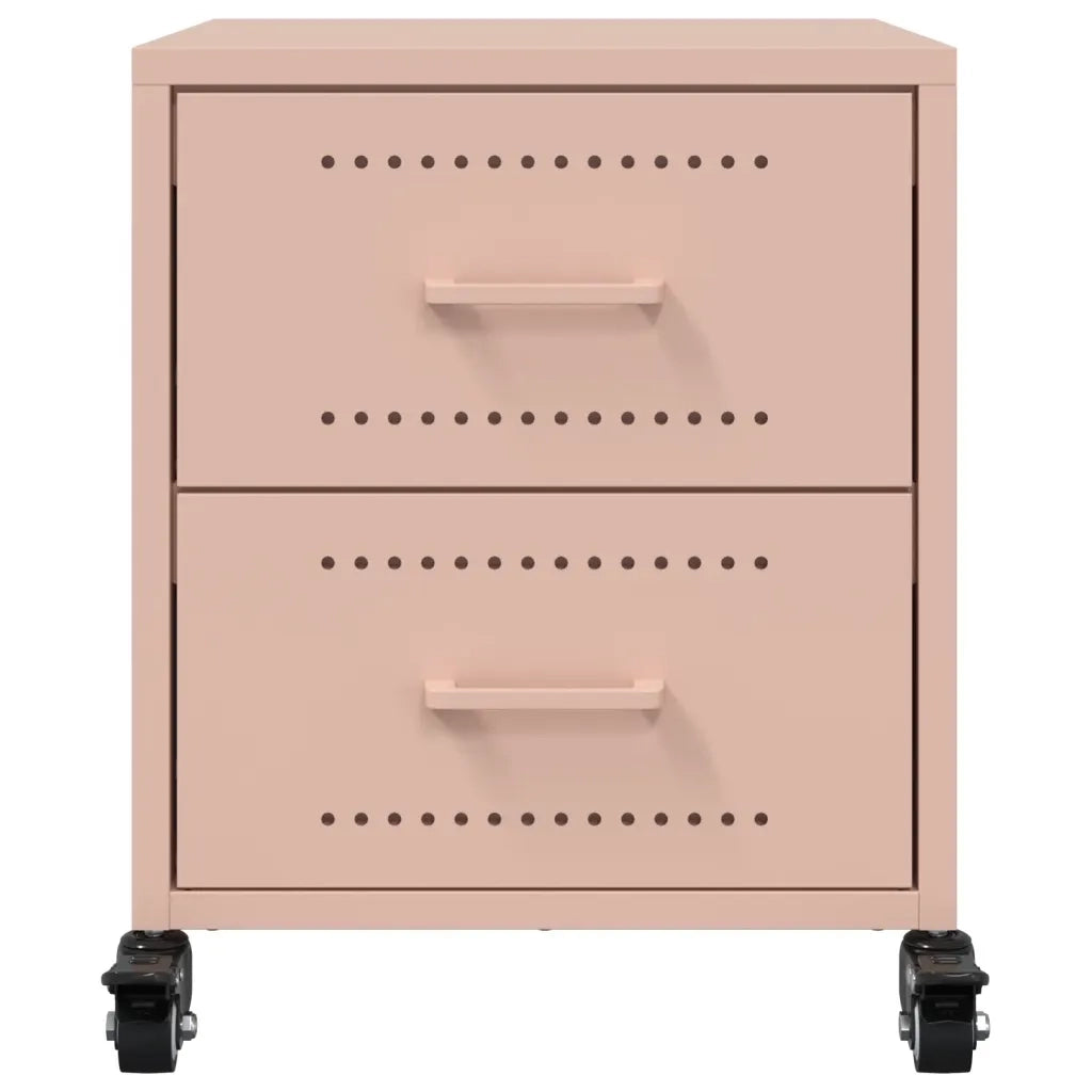 Comodino | Armadio da Notte | Mobiletto da notte Rosa 36x39x43,5 cm in Acciaio