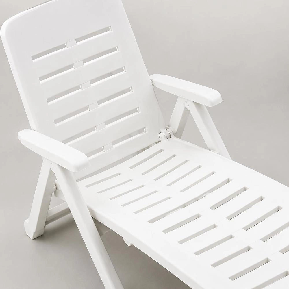 Folding Lounger, Plastic, White