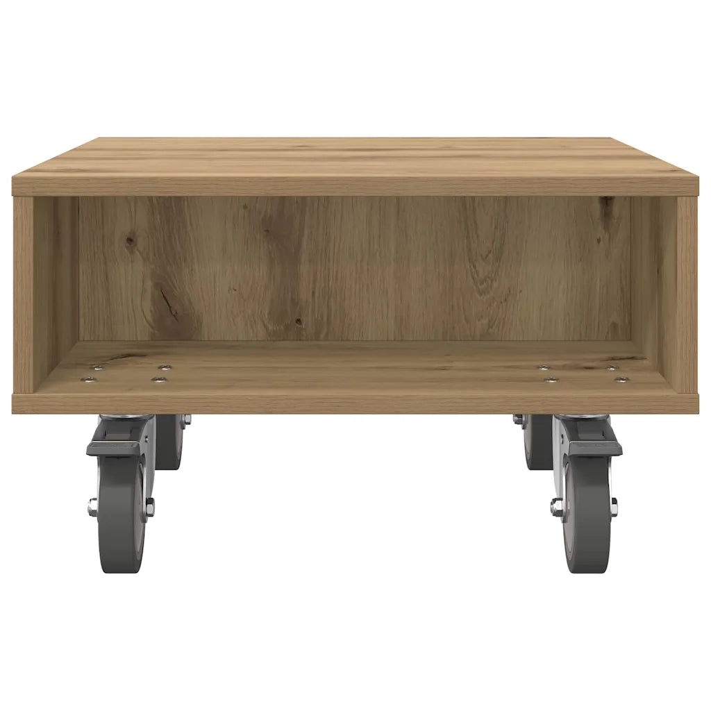 Tavolino con Ruote Rovere artigianale 50,5 x 50 x 30 cm