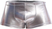 Boxer corti sexy per uomini con finitura metallizzata e bassa vita