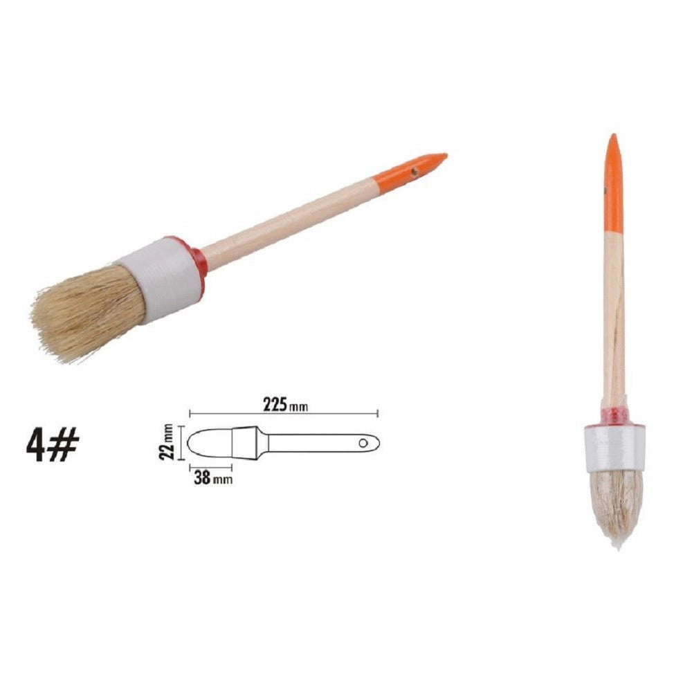 Trade Shop - Pennello Pittura Maniglia In Legno Setole Naturali A Testa Tonda 38mm 4" 90290 -