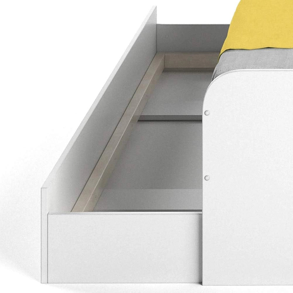 Letto per bambini Enzo, Bianco, 90x200 cm, estendibile su entrambi i lati come letto aggiuntivo per adolescenti