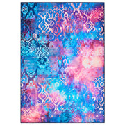 Tappeto multicolore in poliestere 160 x 230 cm tessuto a trama piatta stile orientale boho con vivaci motivi stampati