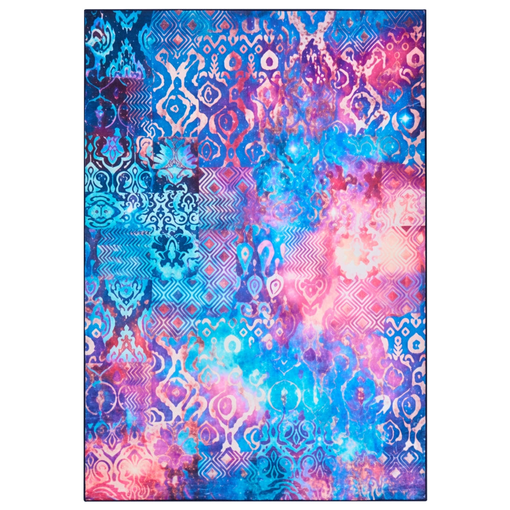 Tappeto multicolore in poliestere 160 x 230 cm tessuto a trama piatta stile orientale boho con vivaci motivi stampati