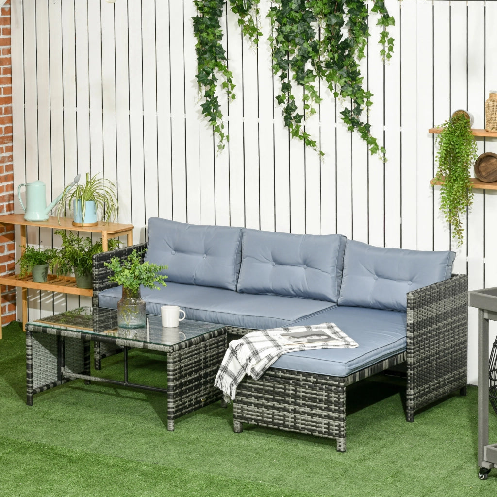 Set Salotto da Giardino ¨C Zephmum ¨C Grigio, Polyrattan, con Cuscini
