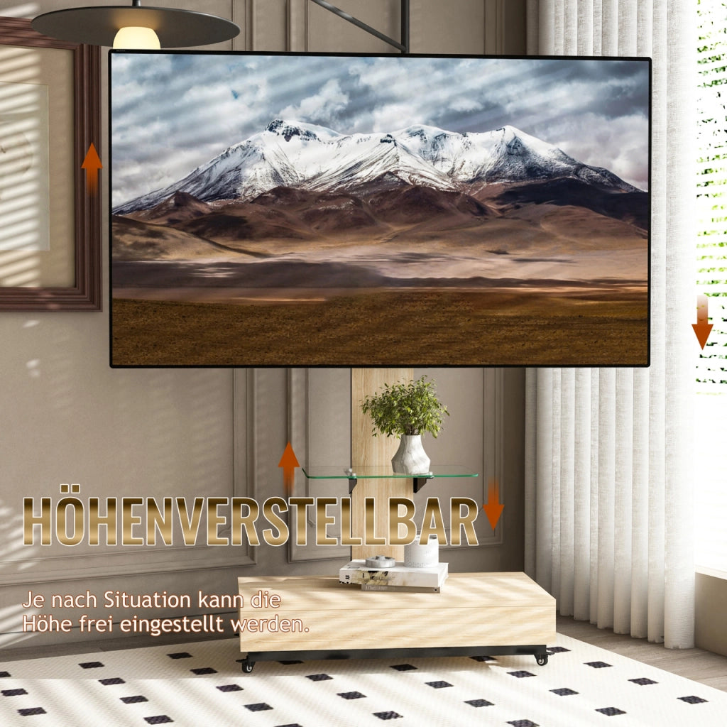 Cassettiera per TV in MDF e metallo colore legno naturale lunghezza 80 cm