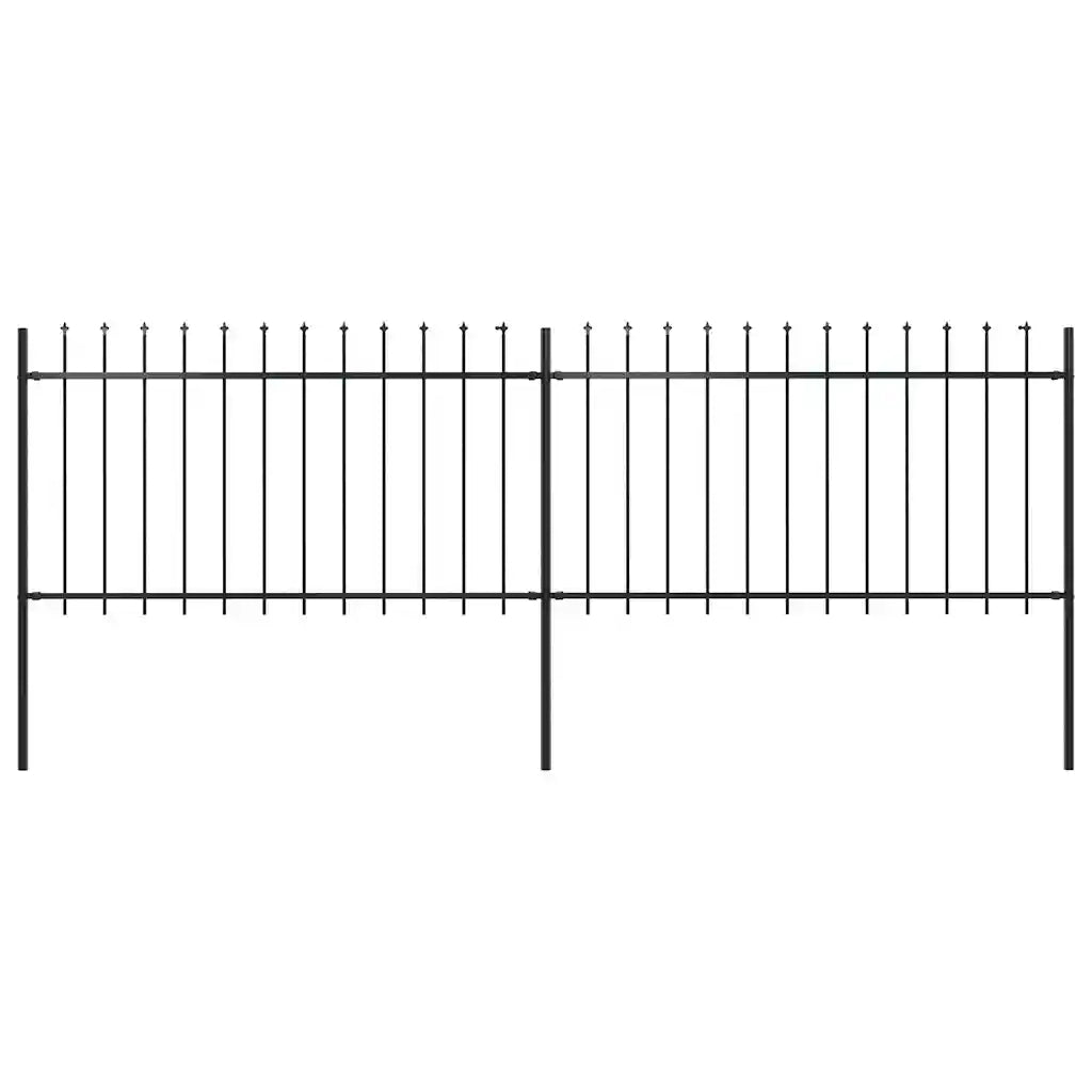 Recinzione da Giardino | Recinzione da cortile con Punta a Lancia in Acciaio 359x100 cm Nero