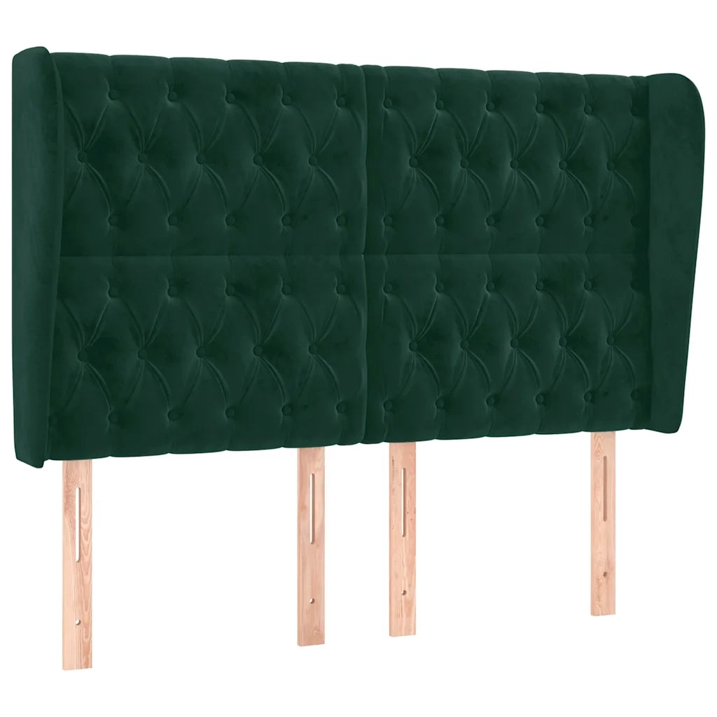 Testiera ad Orecchio Verde Scuro 147x23x118/128cm in Velluto 3118343