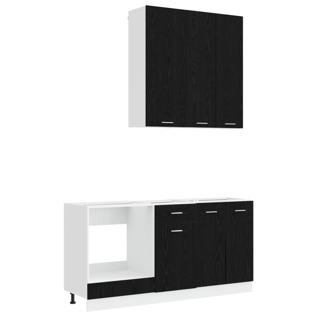 Unità Cucina LYON 5 pcs Rovere Nero Legno ingegnerizzato 3438228