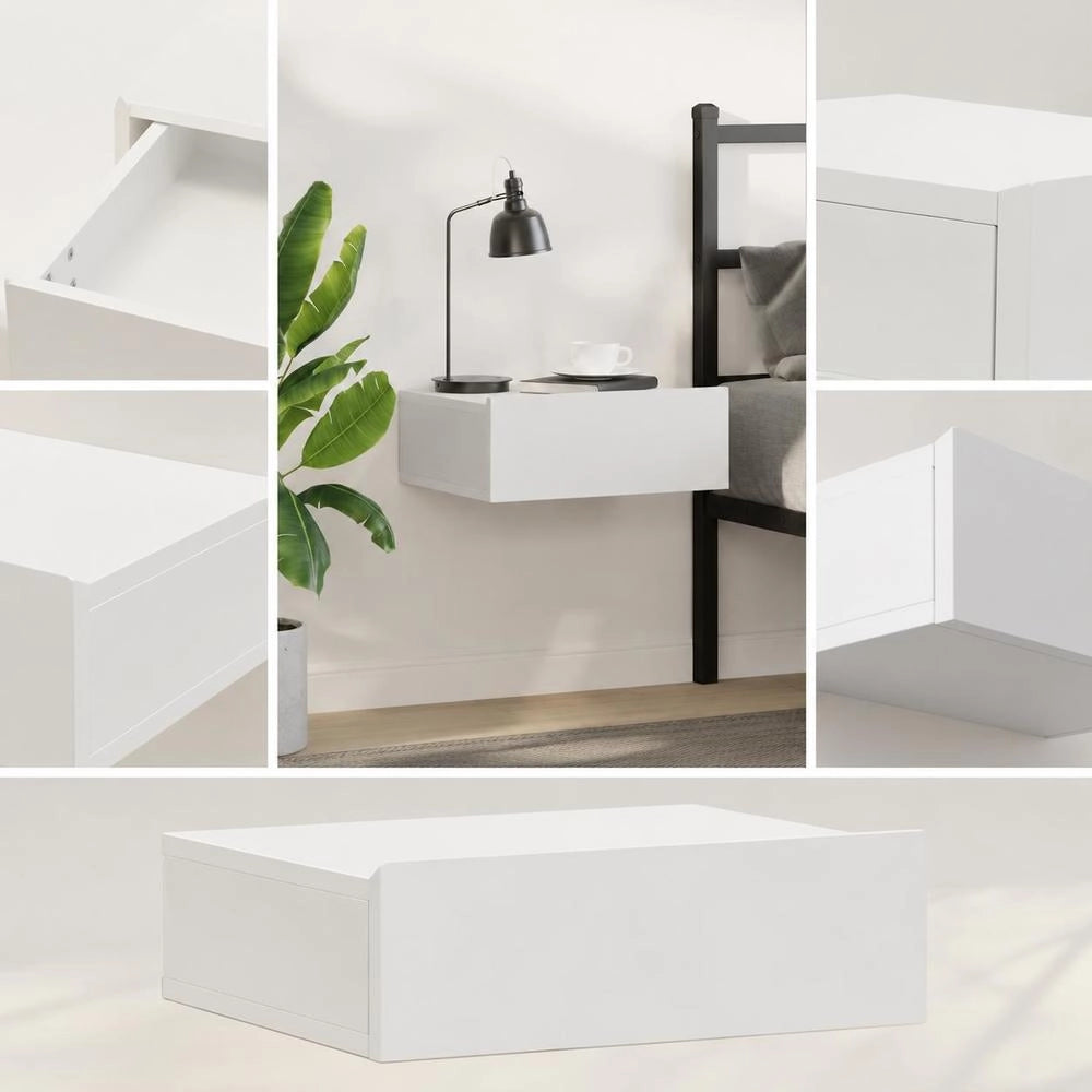 Hanging Bedside Table, White, 40x30x15 Cm, Wood Composite