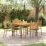 Set da Pranzo da Giardino  5 Pezzi Grigio Polyrattan Acacia