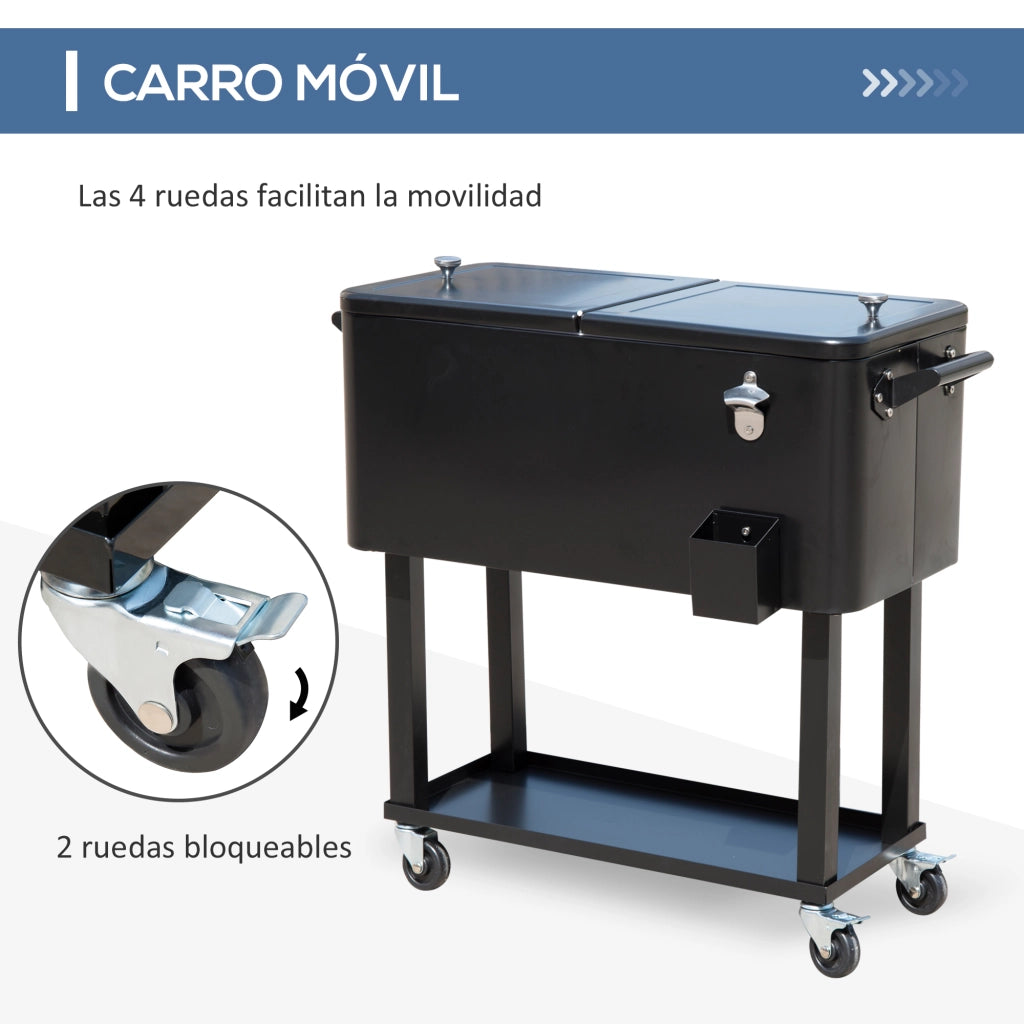 Carrello Frigo per Bevande con Ruote ¨C zephmum ¨C Nero 75.7L