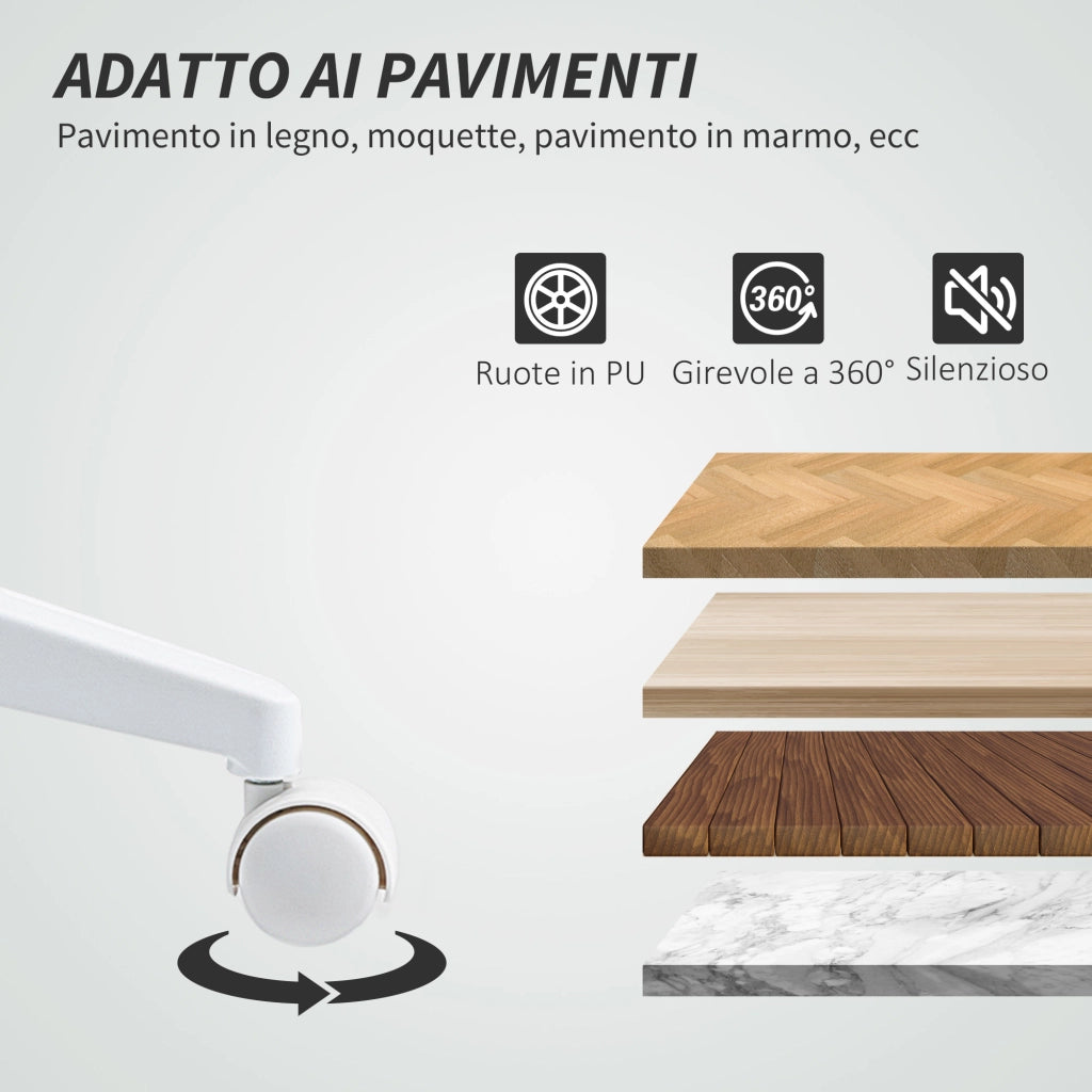 Sedia da Ufficio Ergonomica Regolabile con Schienale ¨C zephmum ¨C Pelle PU Grigio 58x53x97-107 cm