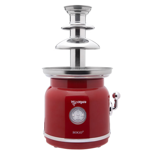SOGO Fontana di Cioccolato Retro, Acciaio Inox, Cascata di Cioccolato, Base Riscaldata, Design Elegante, Facile da Usare, Dolci, Frutta e Marshmallow