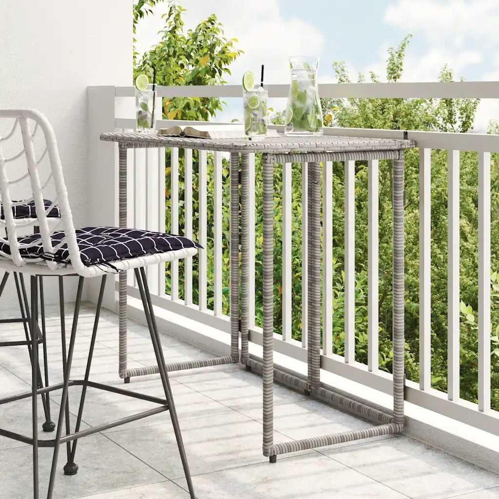 Tavolo da Giardino | Tavolino da esterno Pieghevole Grigio 90x51x75 cm in Polyrattan