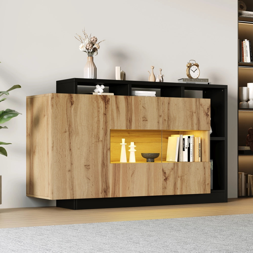 MADIA LED 140x44x93,5 cm MDF color legno con controllo Bluetooth