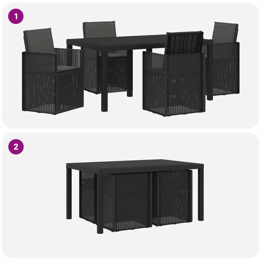 Set da Pranzo per Giardino con cuscino 5 pcs Antracite PP 3430056