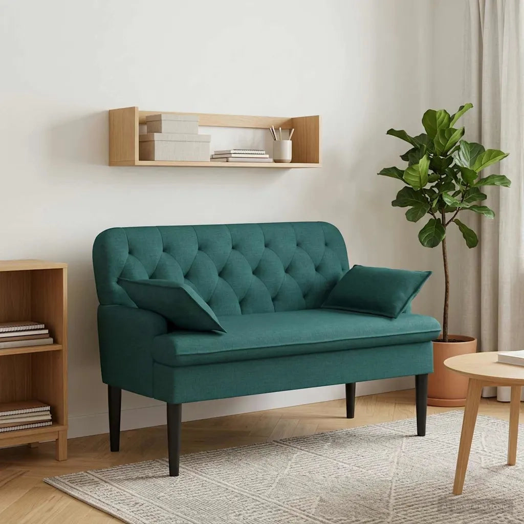 Loveseat con bottoni imbottiti Verde Scuro 111 x 68 x 80 cm 42041801