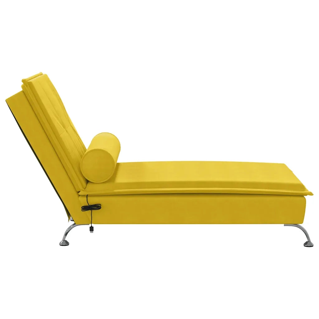 Chaise Longue Massaggi con Cuscino a Rullo Giallo in Velluto CFW6832829