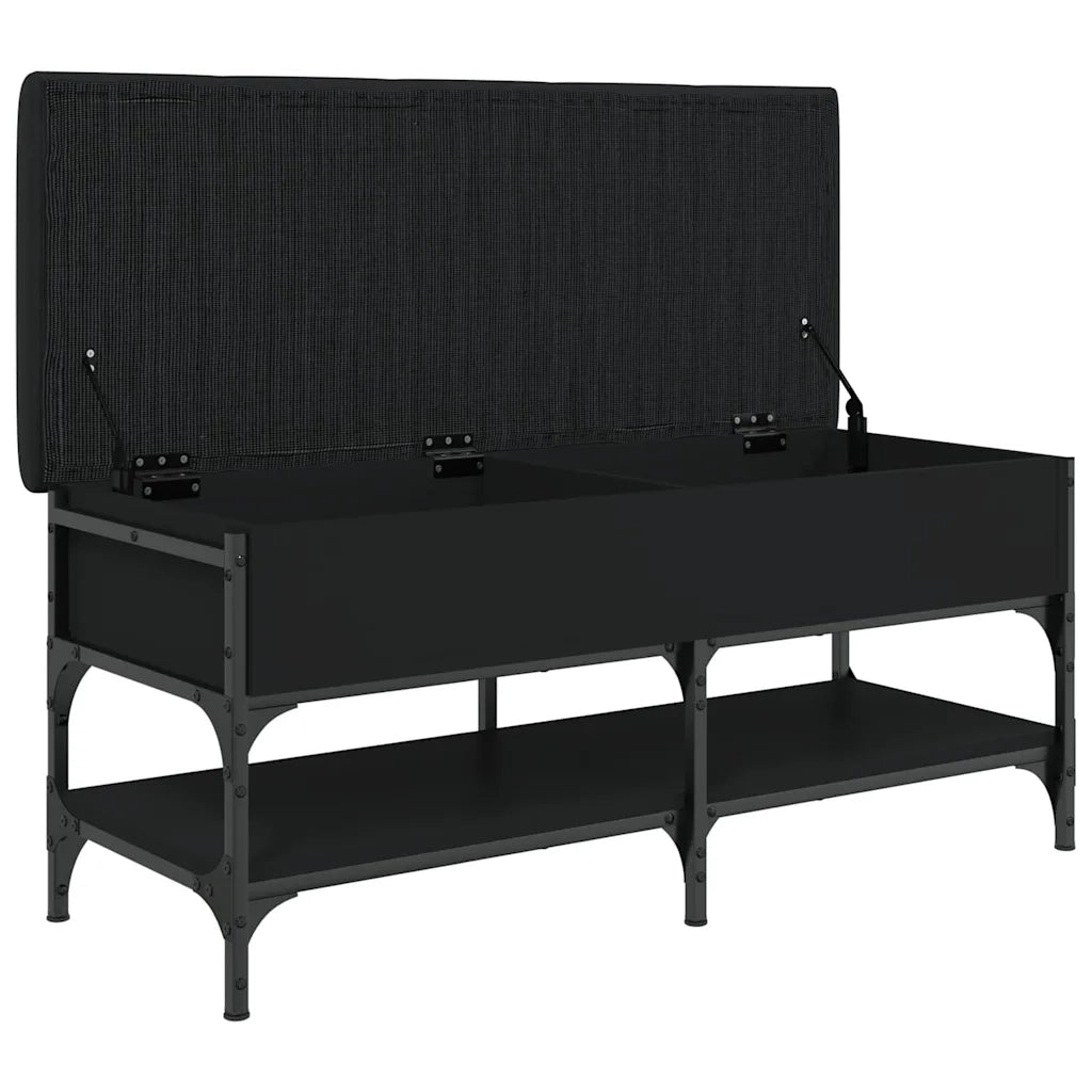 Panca Porta Scarpe-Sgabello-Panca Scarpiera Nera 102x42x45 cm in Legno Multistrato