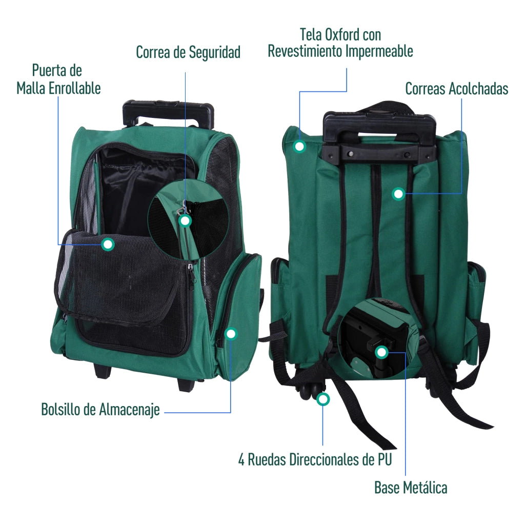 Trasportino 2 in 1 per Mascote ¨C Zephmum ¨C Verde 42x25x55 cm