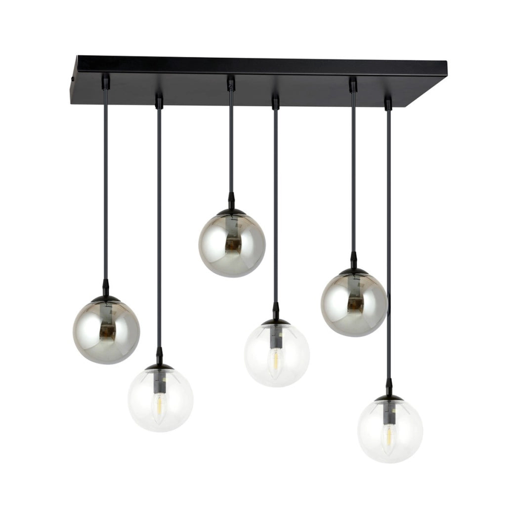 Lampada a sospensione Cosmo in acciaio nero e vetro