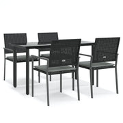 Set Pranzo da Giardino 5pz | Set Salotto da Giardino con Cuscini in Polyrattan e Acciaio