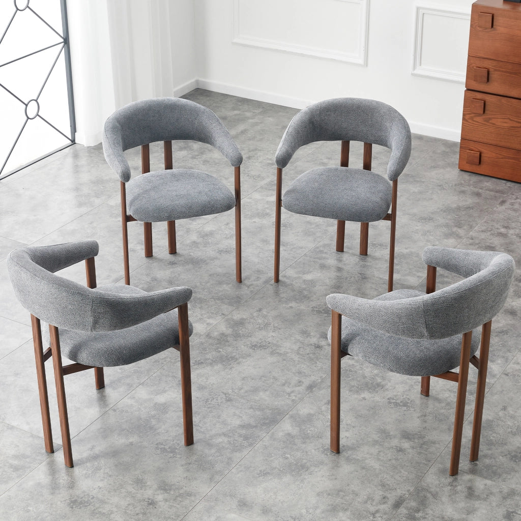Poltrona in Tessuto ¨C MINIMAL ¨C Grigio, Gambe in Metallo, Set 4