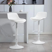 SET 2 SGABELLI DA BAR CON SCHIENALE, ALTEZZA REGOLABILE, SEDUTA GIREVOLE IN PELLE PU E POGGIAPIEDI, BIANCO