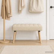 Panchina trapuntata a canale Crema 80 x 40 x 46 cm Tessuto 42038480