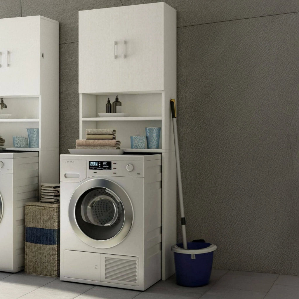 Agar, Armadio Multiuso 2 Ante 3 Ripiani Made in Italy, 65x195h cm Bianco