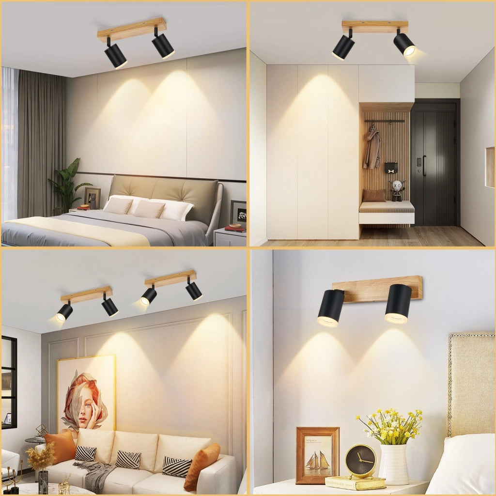 ZMH Faretto da soffitto LED 2 fiamme GU10 plafoniera in acrilico orientabile a 350° per soggiorno