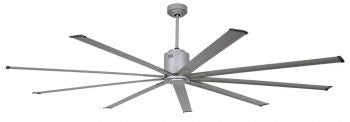 Ventilatore da soffitto a risparmio energetico GIANT argento 245 cm con 9 pale in alluminio con telecomando 6 velocità