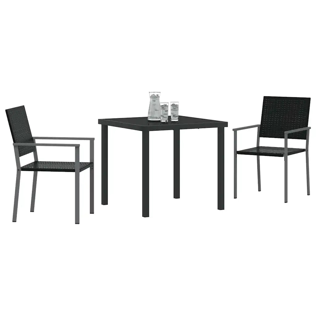 Set da Pranzo per Giardino 3 pcs Nero Rattan in PE 3379079
