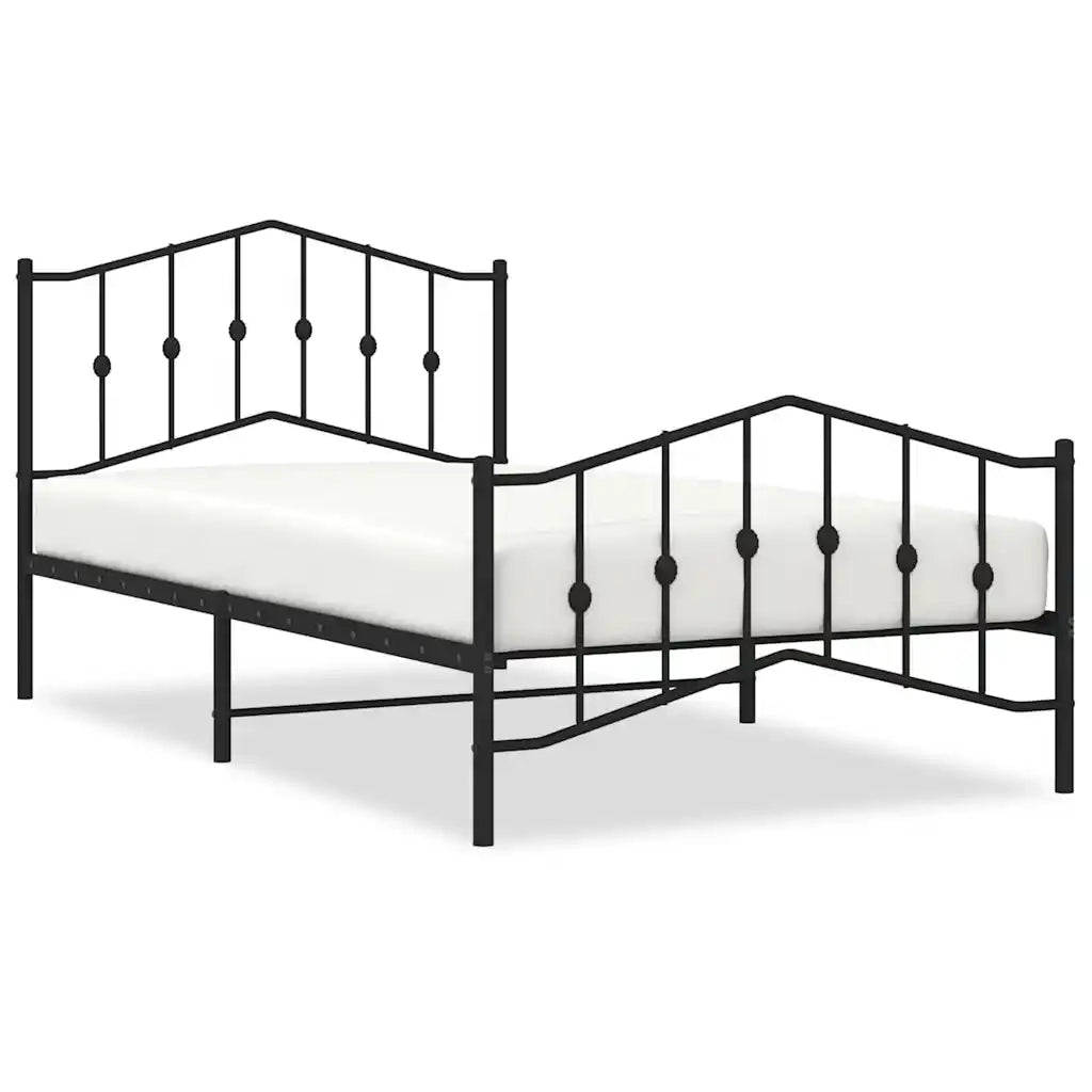 Giroletto con Testiera e Pediera Metallo Nero 100x200 cmcod mxl 108210