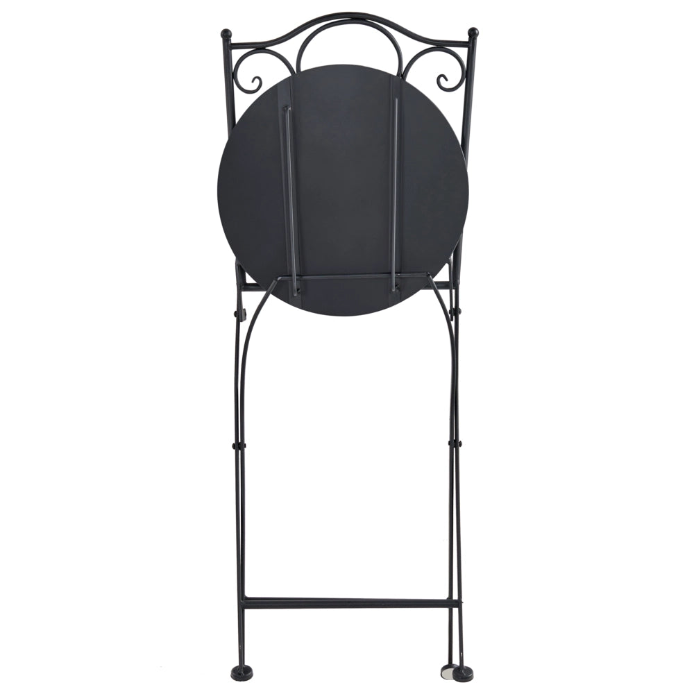 Set di 2 sedie da giardino in metallo nero con struttura in ferro e motivo effetto terrazzo stile vintage da esterno