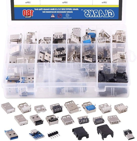 180 pezzi di connettori USB 2.0 3.0 Tipo A maschile femminile jack plug soldeo set di adattatori di riparazione e sostituzione