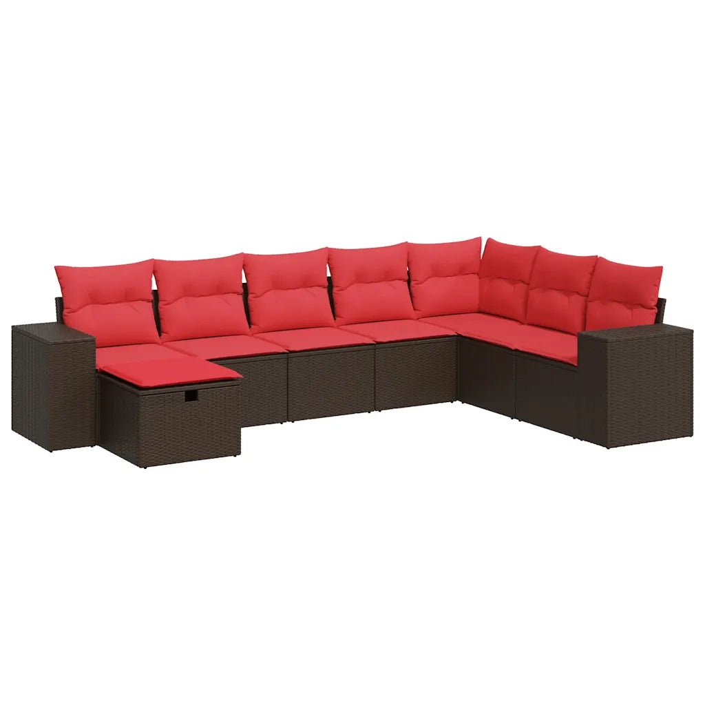 Set Divani da Giardino 8 pz con Cuscini Marrone in Polyrattan 3325740