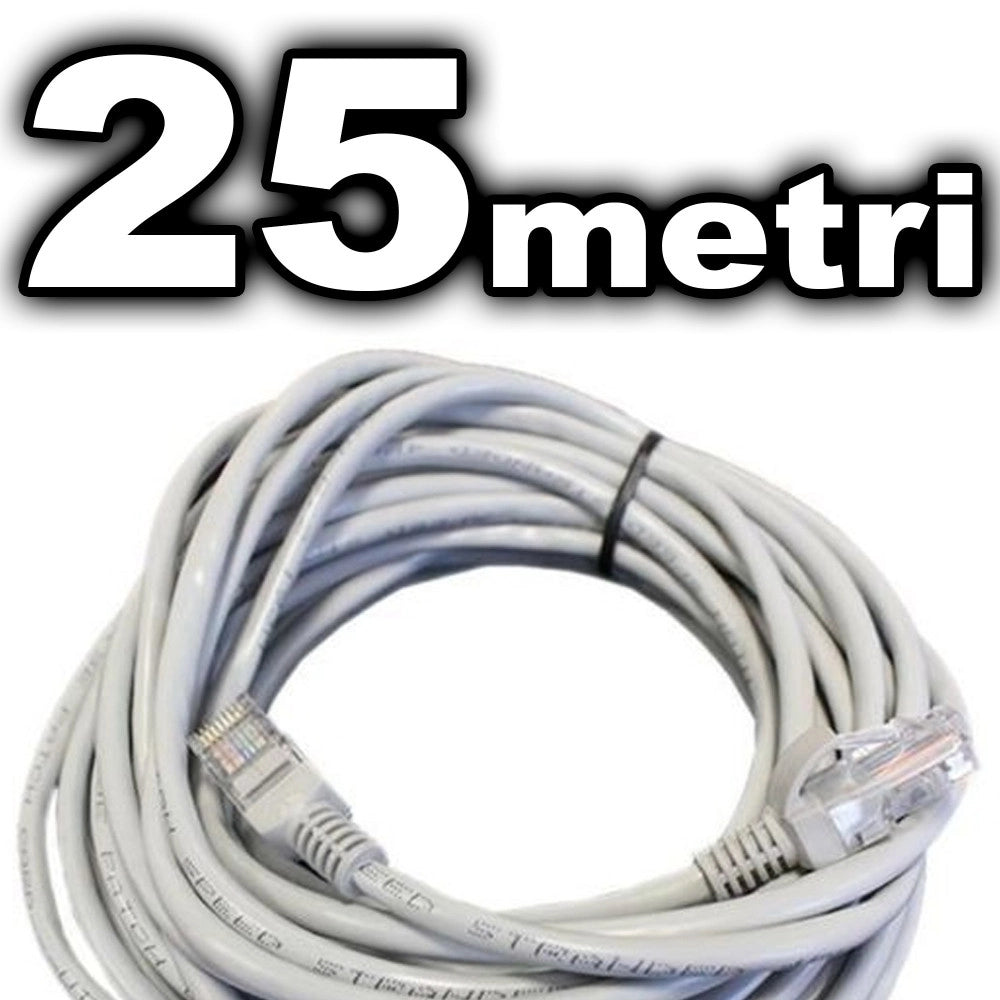 Trade Shop - Cavo Rete Ethernet Utp Cat5e Lan Rj45 8p8k Prolunga Network Internet Filo 25 Mt -