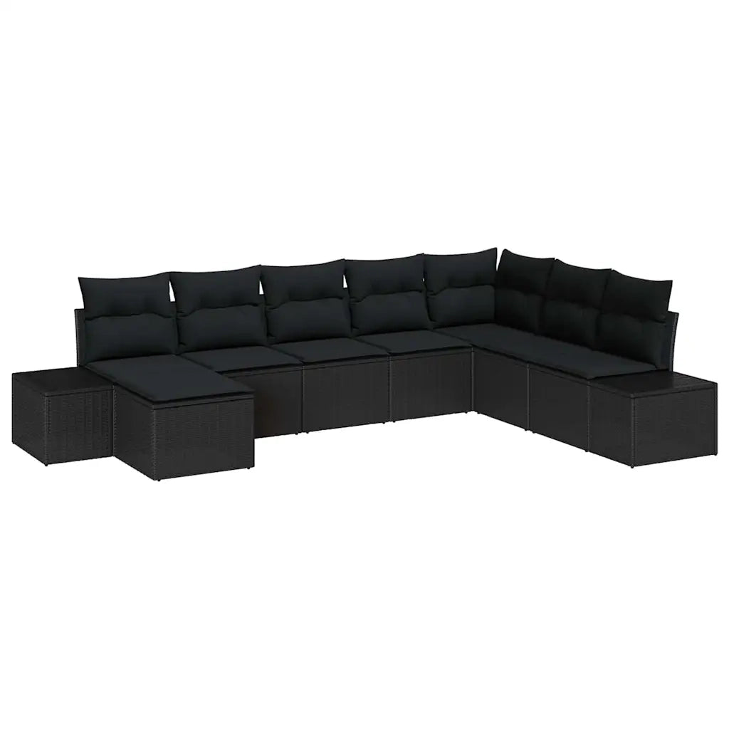 Set Divano da Giardino con cuscino 8 pcs Nero polyrattan 3347183
