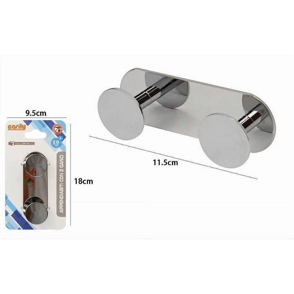 Trade Shop - Appendino Con 2 Ganci Appendi Porta Asciugamano 2 Posti Bagno Casa Cromato 59761 -