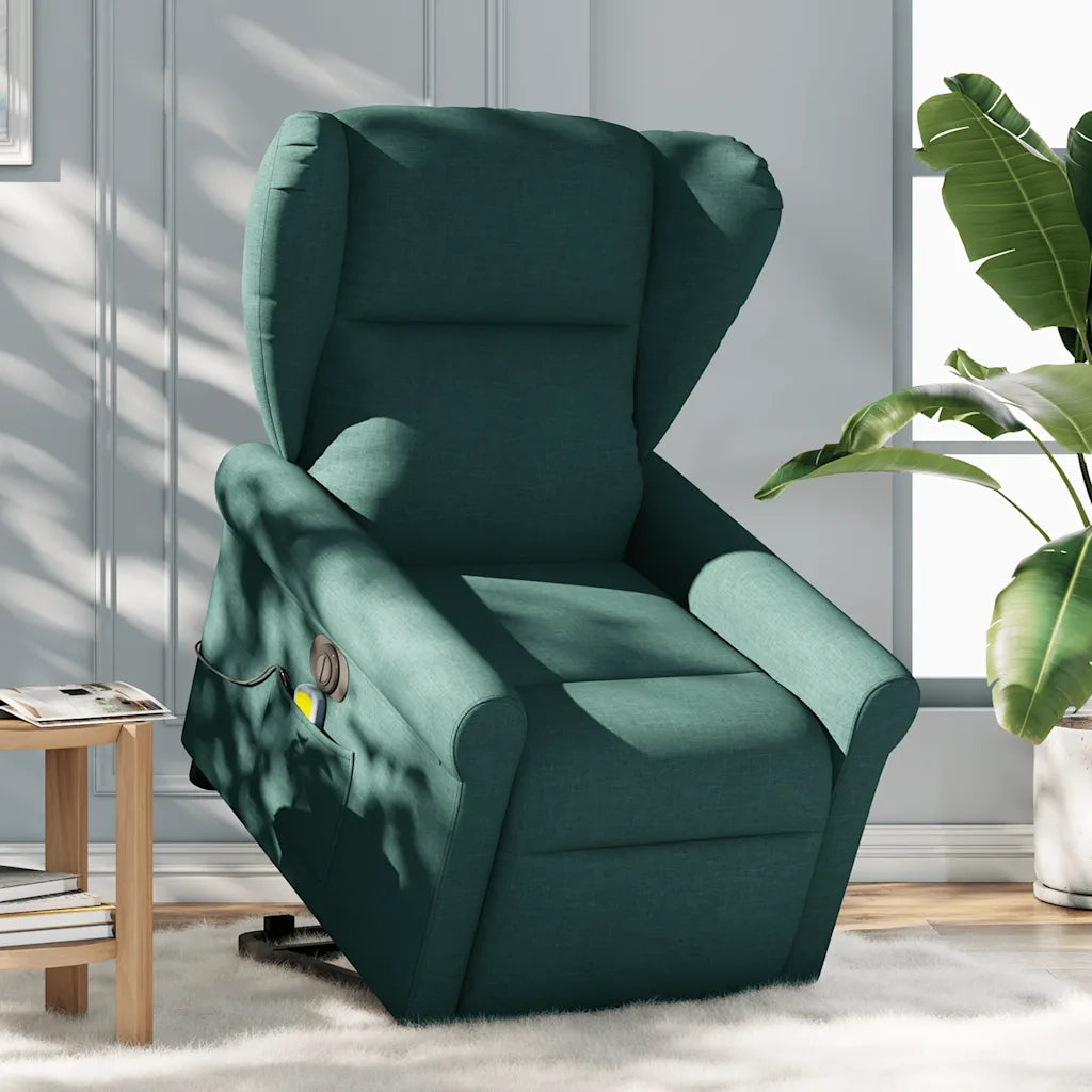 Poltrona Alzapersona Massaggiante Elettrica Verde Scuro Tessuto 3303410
